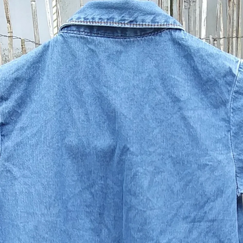 Girl's Carter's Blue Denim Button Up Dress with Pocket & Belt Loops - 6